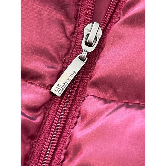 Liz Claiborne Sport Puffer Vest Size XL Full Zip Burgundy Red Gorpcore Outerwear - Picture 5 of 8